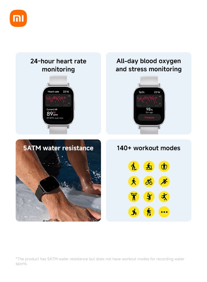 Redmi Watch 5 Active - ساعة ذكية اقتصادية بشاشة LCD مقاس 2 بوصة، وميزة تتبع اللياقة البدنية، وعمر بطارية يصل إلى 18 يوماً — 9
