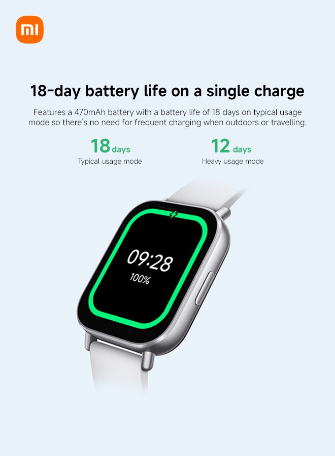 Redmi Watch 5 Active - ساعة ذكية اقتصادية بشاشة LCD مقاس 2 بوصة، وميزة تتبع اللياقة البدنية، وعمر بطارية يصل إلى 18 يوماً