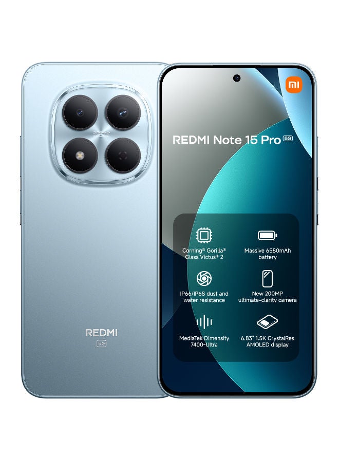 Redmi Note 15 Pro بشريحتين 5G - نسخة الشرق الأوسط Glacier Blue